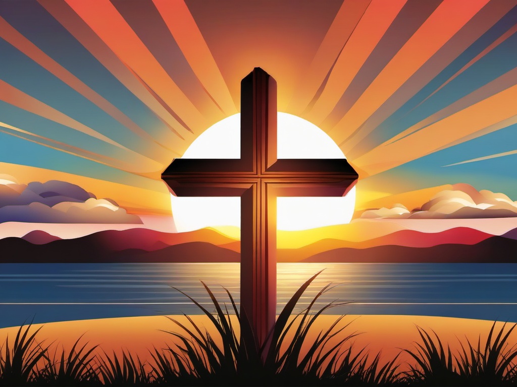 Cross clipart - cross with a sunset background  