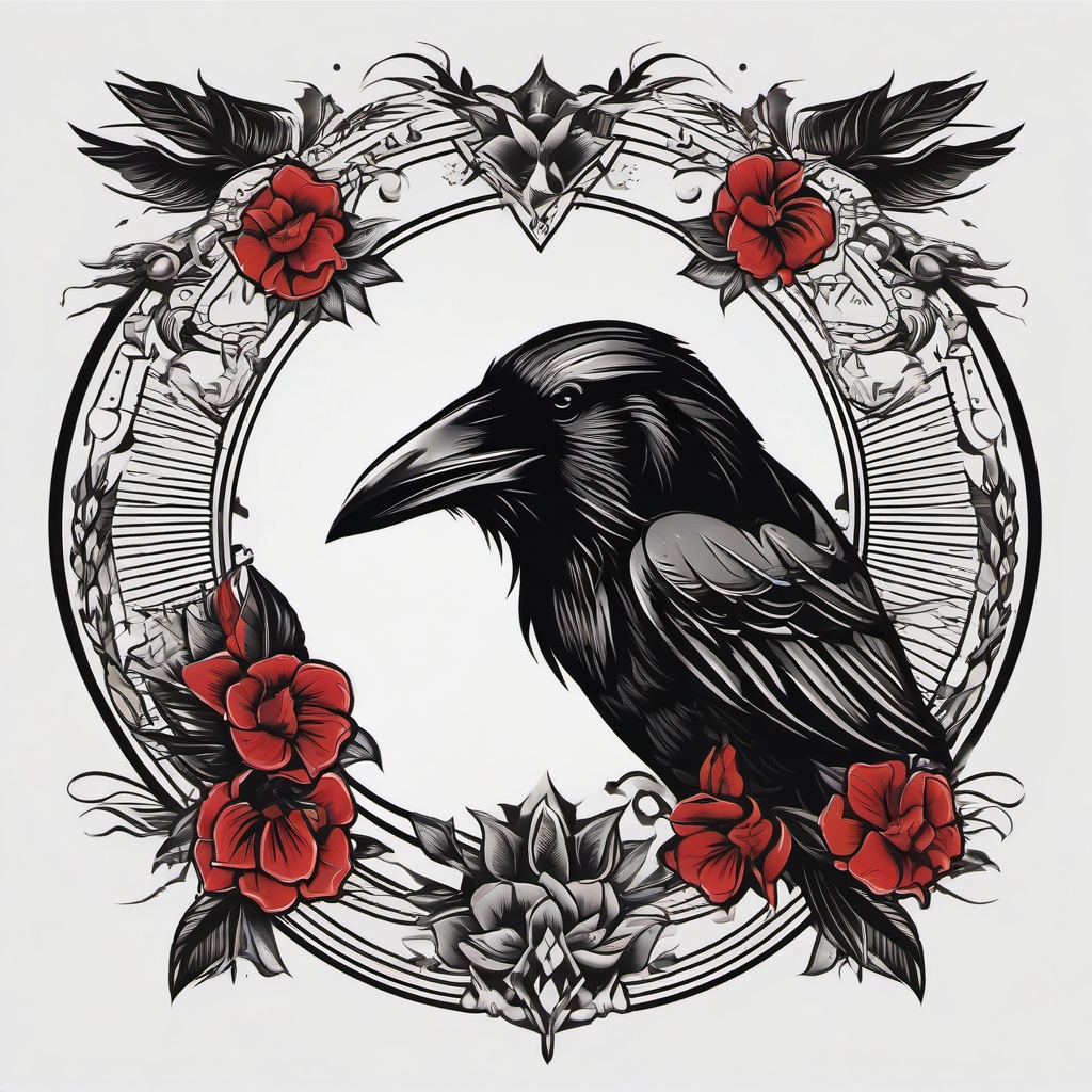 crow head tattoo  simple vector color tattoo