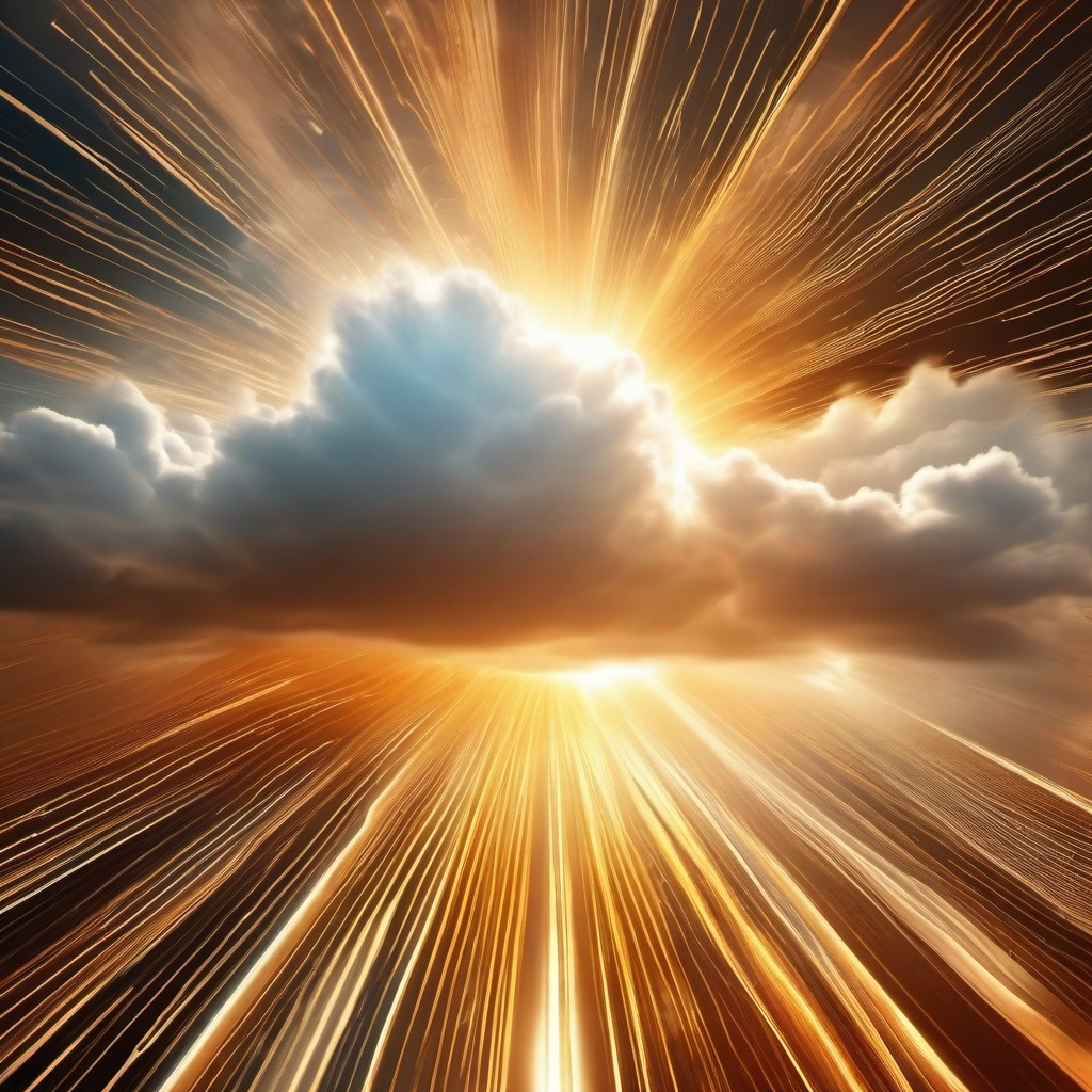 Cloud Background - Heavenly Cloudscape with Digital Sun Rays, Futuristic Divine Atmosphere  intricate patterns, splash art, wallpaper art