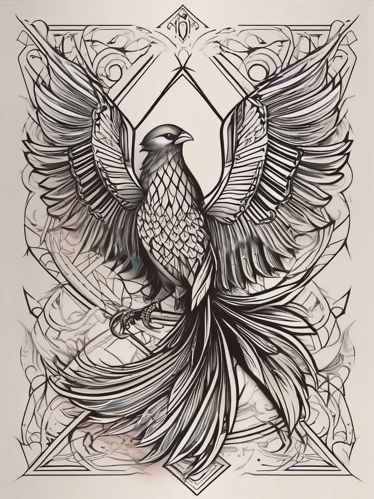 Phoenix geometric tattoo, Modern and creative tattoos featuring the phoenix in geometric designs. , color, tattoo design