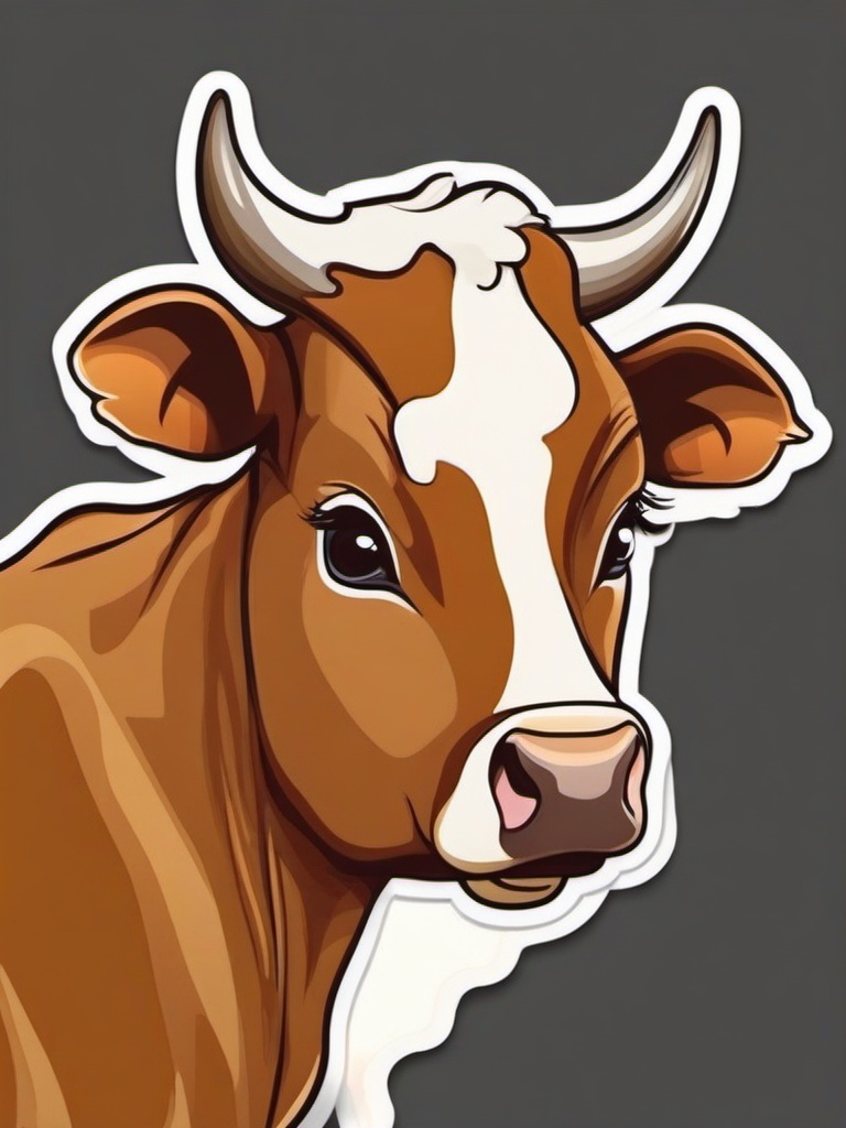 Jersey Cow cartoon - brown cow known for rich, creamy milk  cartoon sticker style