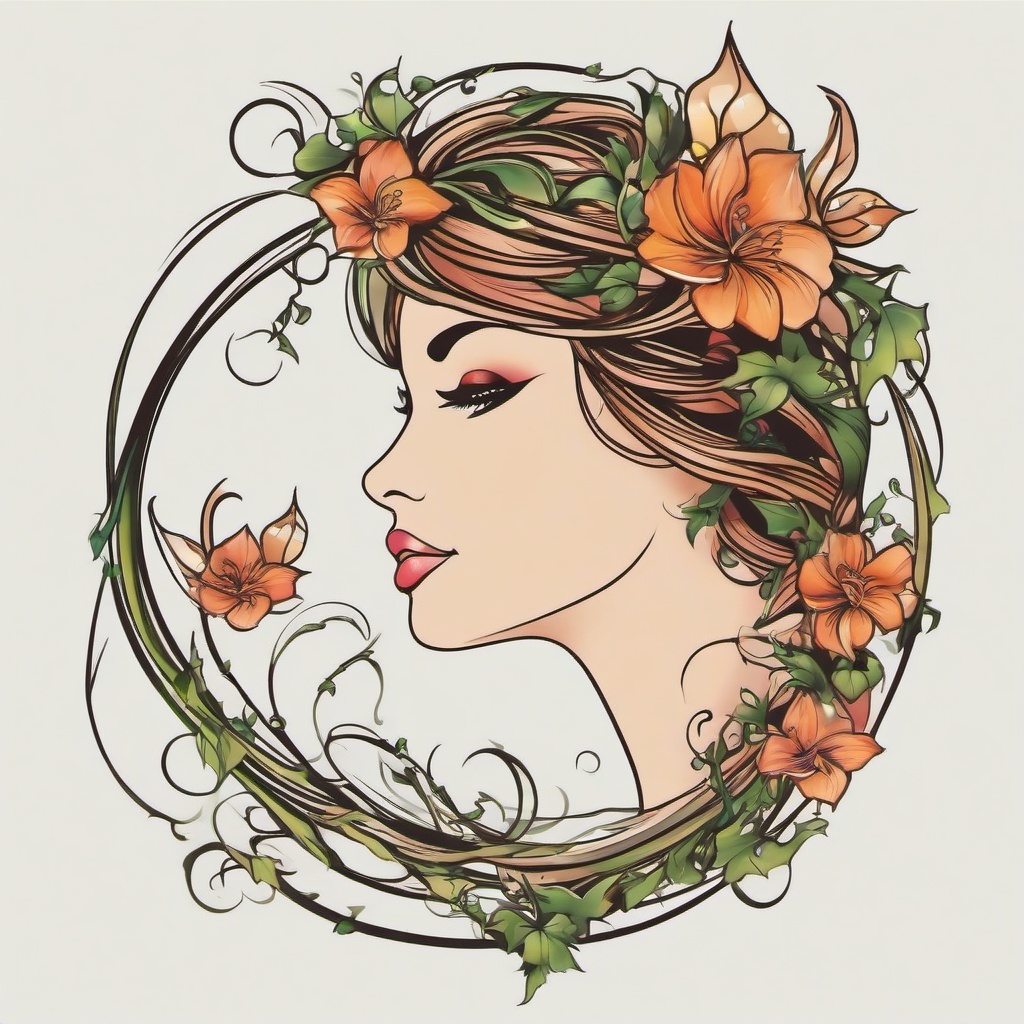 fairy vine tattoos  simple vector color tattoo