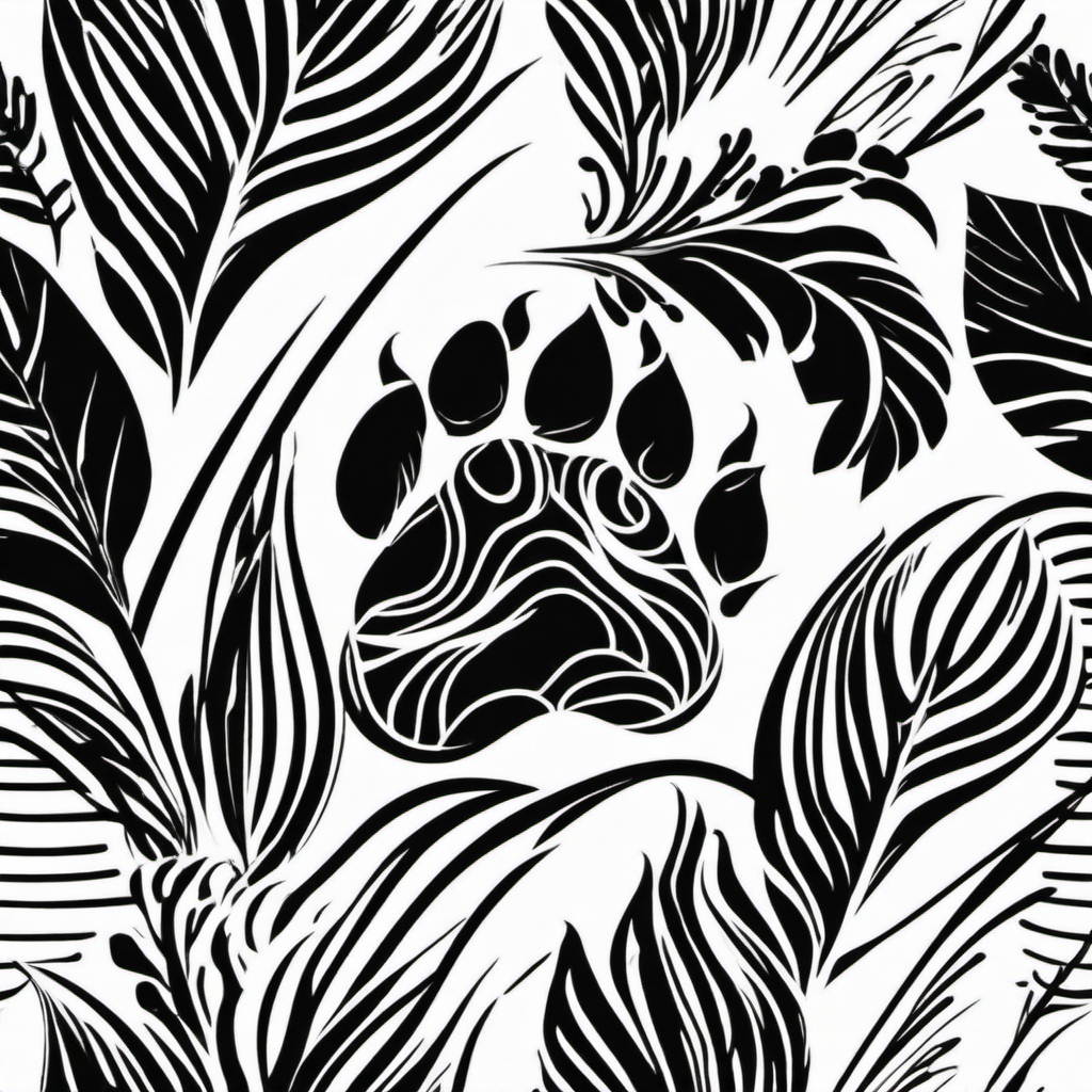 Abstract bear paw waves ink. Dynamic wildlife energy.  minimal color tattoo design