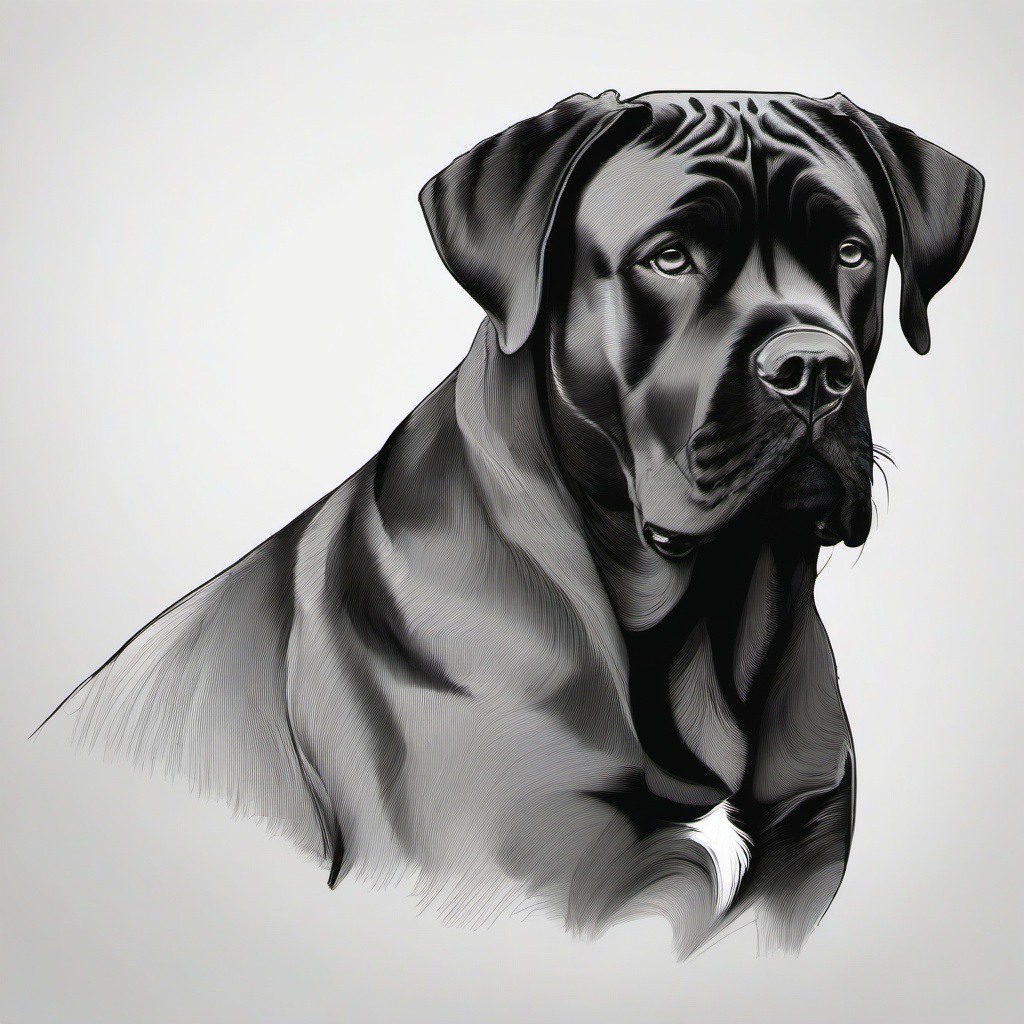 drawing of a Cane Corso dog  minimal rough sketch scribbles,doodles,black and white