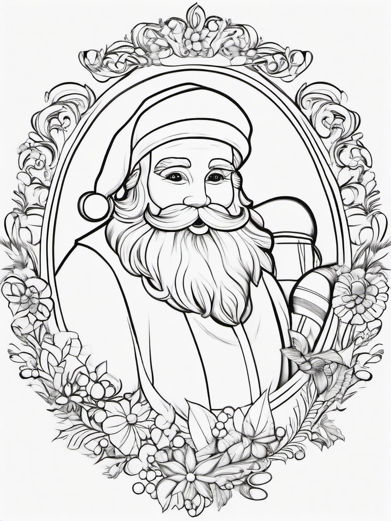 Santa For Colouring  outling,coloring pages,black and whit