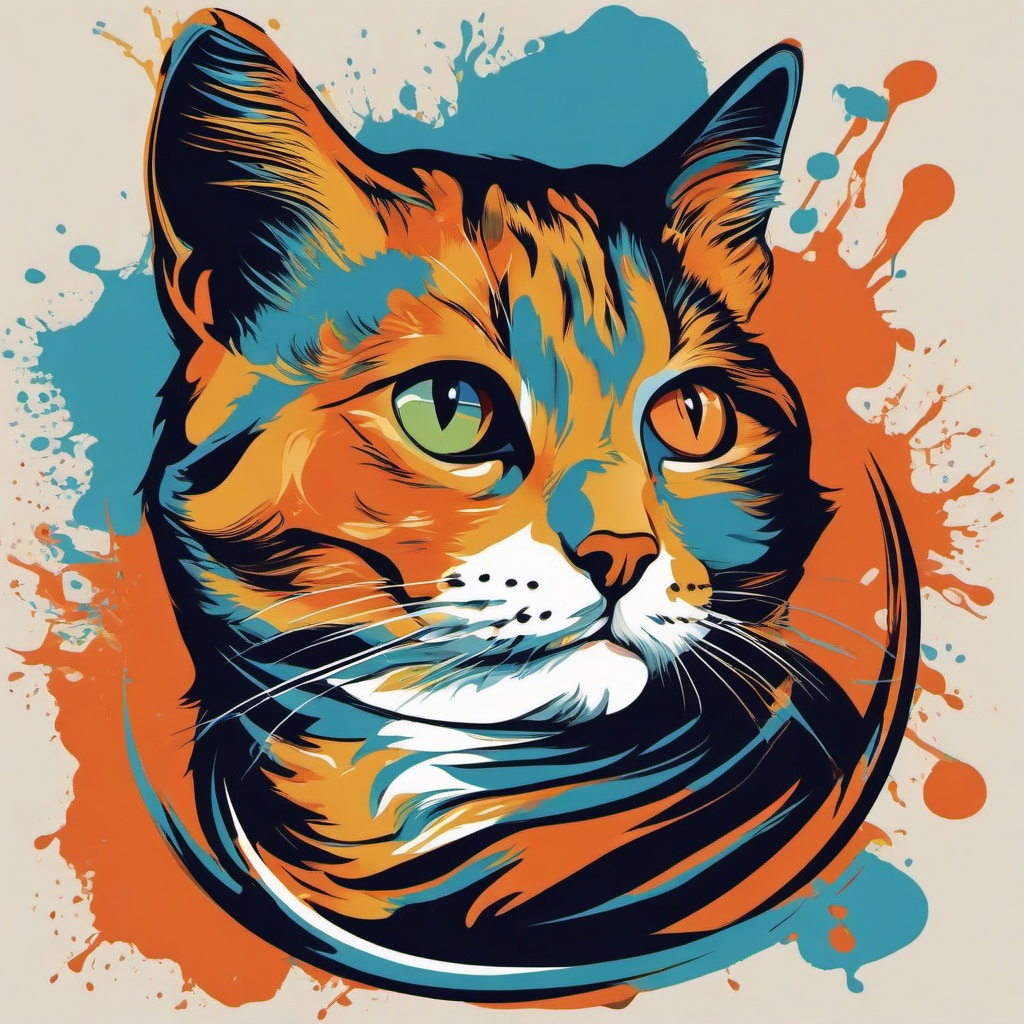 Funny Cat - You can't help but chuckle at the unpredictable, entertaining behaviors of this witty feline. , vector art, splash art, t shirt design