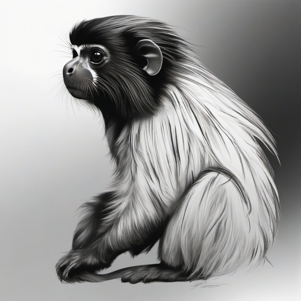 drawing of a tamarin  minimal rough sketch scribbles,doodles,black and white