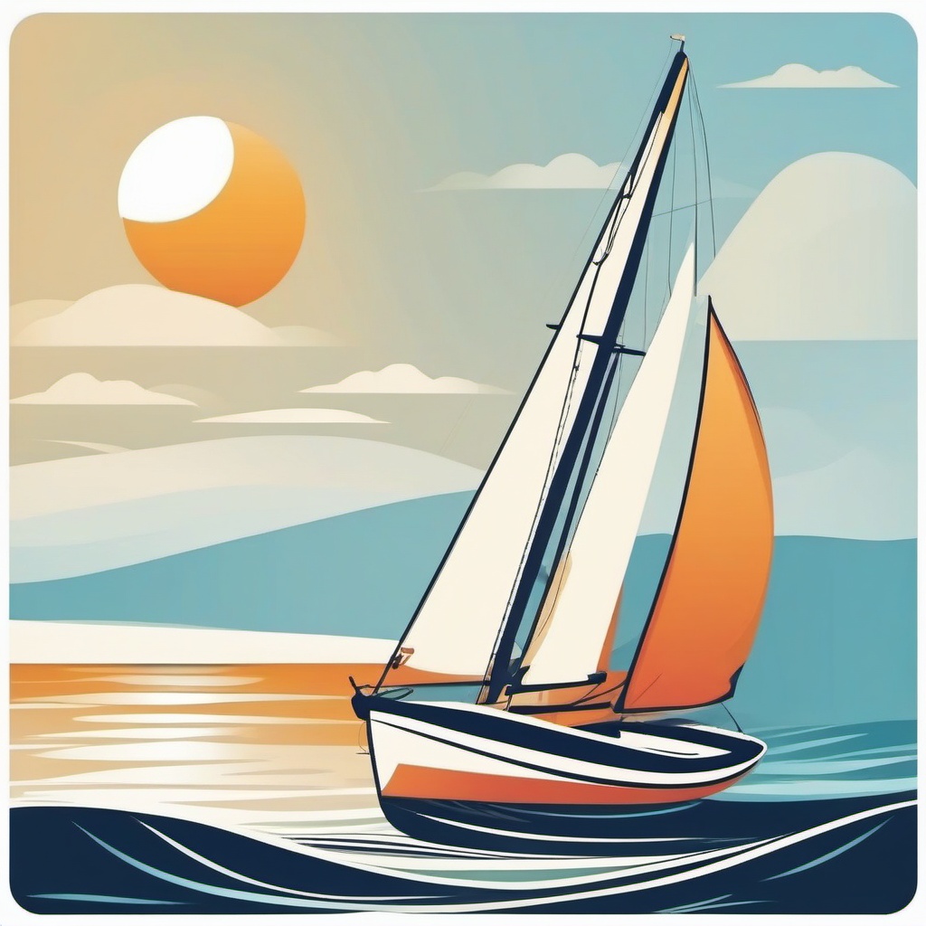 Sailboat Clipart - A sailboat catching the ocean breeze.  color vector clipart, minimal style