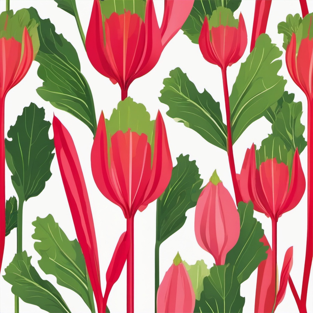 Rhubarb Clipart - Stalks of vibrant and tart rhubarb.  color vector clipart, minimal style