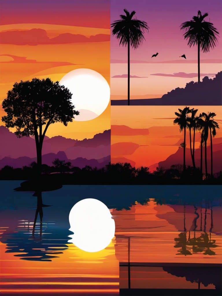 August clipart - August sunsets and twilight  