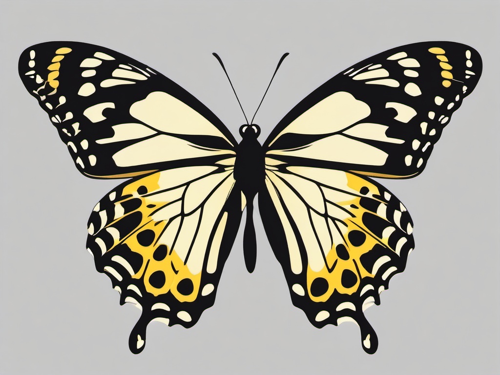 Citrus Swallowtail Butterfly Clip Art - A citrus swallowtail butterfly in flight,  color vector clipart, minimal style