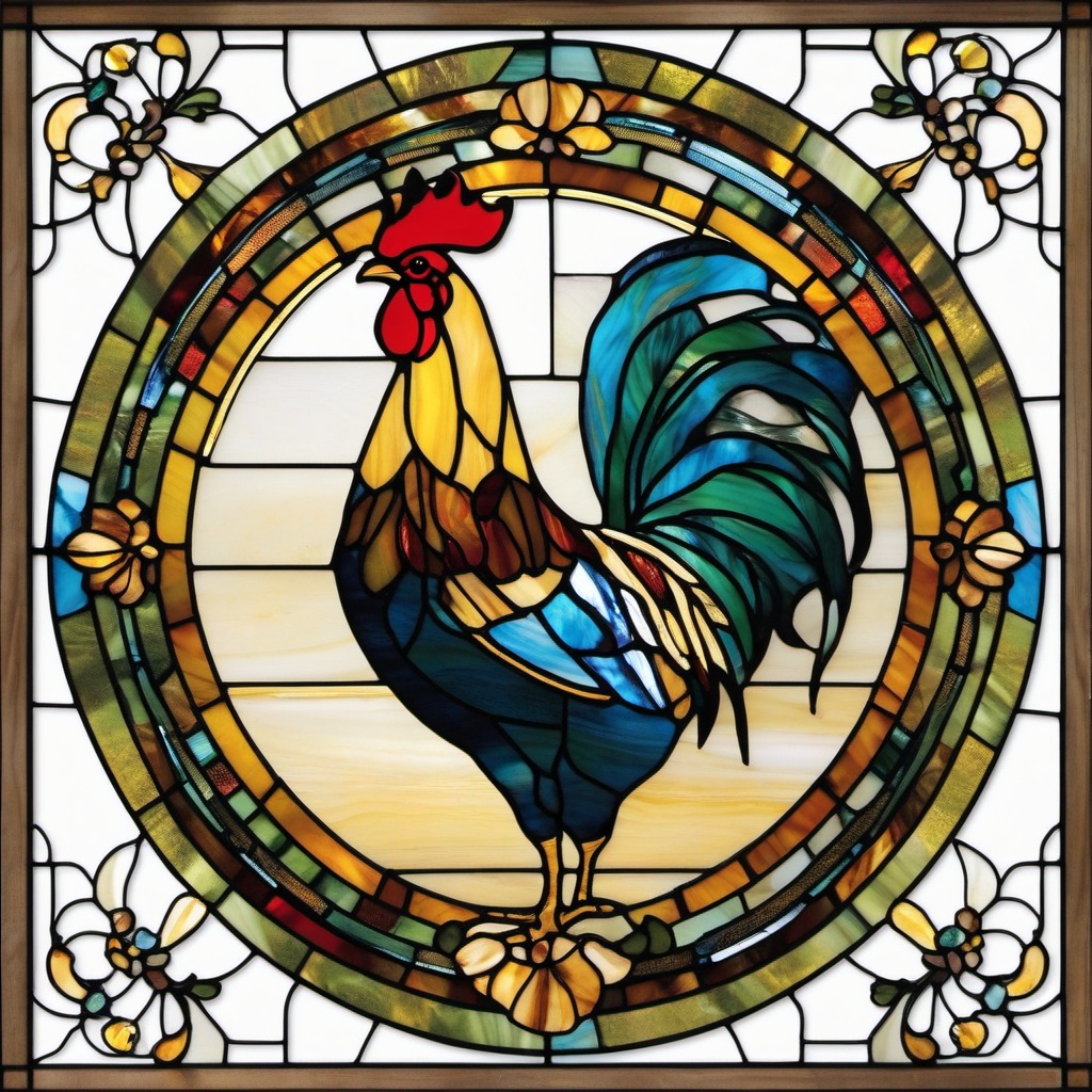 Stained Glass Rooster - Bring a touch of farm charm with a stained glass rooster, featuring bold colors and striking patterns.  