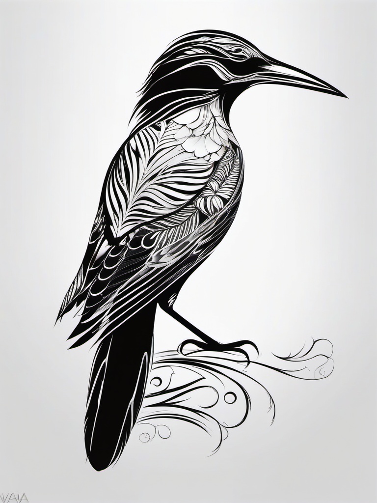 Iwa Bird Tattoo - Hawaiian iwa bird  minimal tattoo design, white background