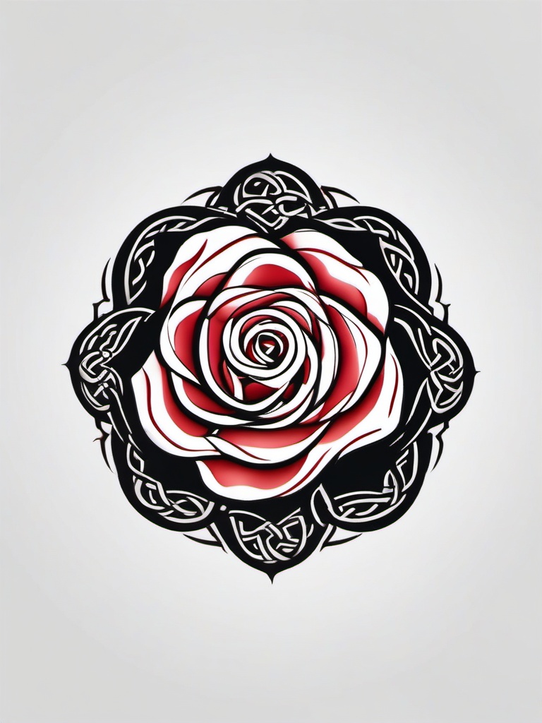 celtic rose tattoo  simple color tattoo,minimal,white background