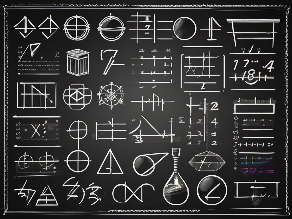 Math clipart - mathematical symbols and equations on a chalkboard  