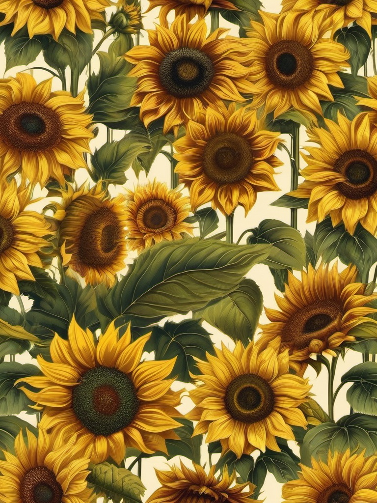 Sunflowers Wallpaper - Sunflower Fields in Tuscany  wallpaper style, intricate details, patterns, splash art, light colors