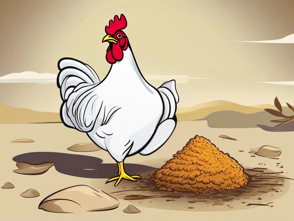 Chicken Cartoon - Cartoon of chicken pecking on the ground  