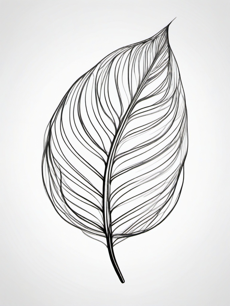 simple drawing of a leaf  minimal rough sketch scribbles,doodles,black and white