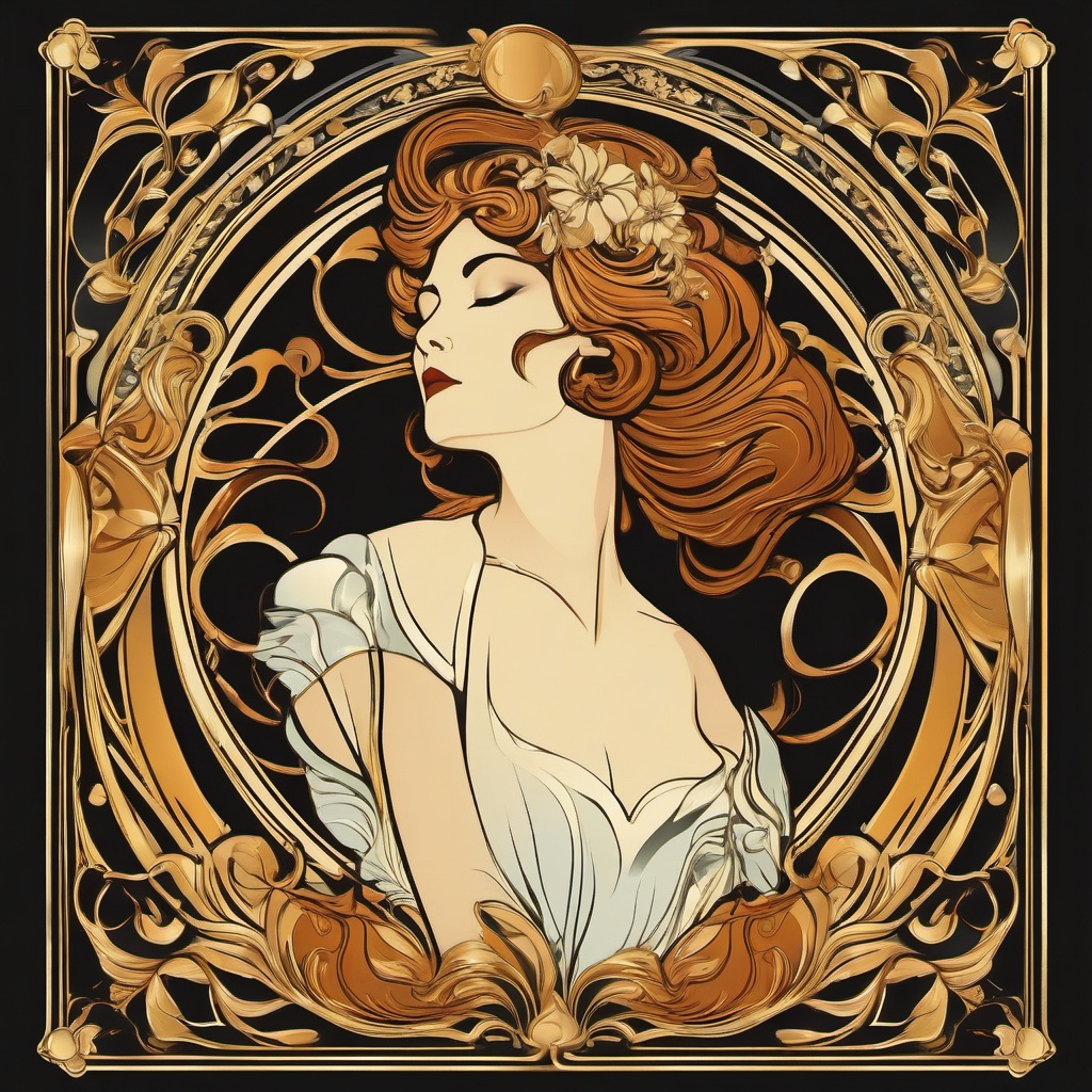 Art Nouveau Elegance - Create a shirt with the elegant curves of the Art Nouveau style. , vector art, splash art, retro t shirt design