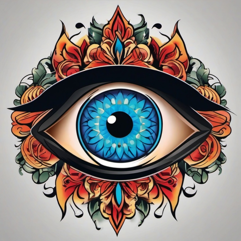 evil eye tattoo  simple vector color tattoo