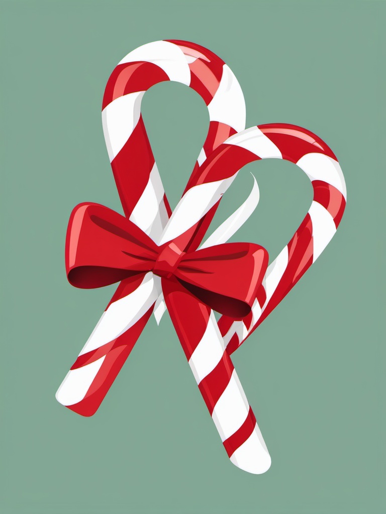 December clipart - candy canes tied with a ribbon  color,minimalist,vector clipart