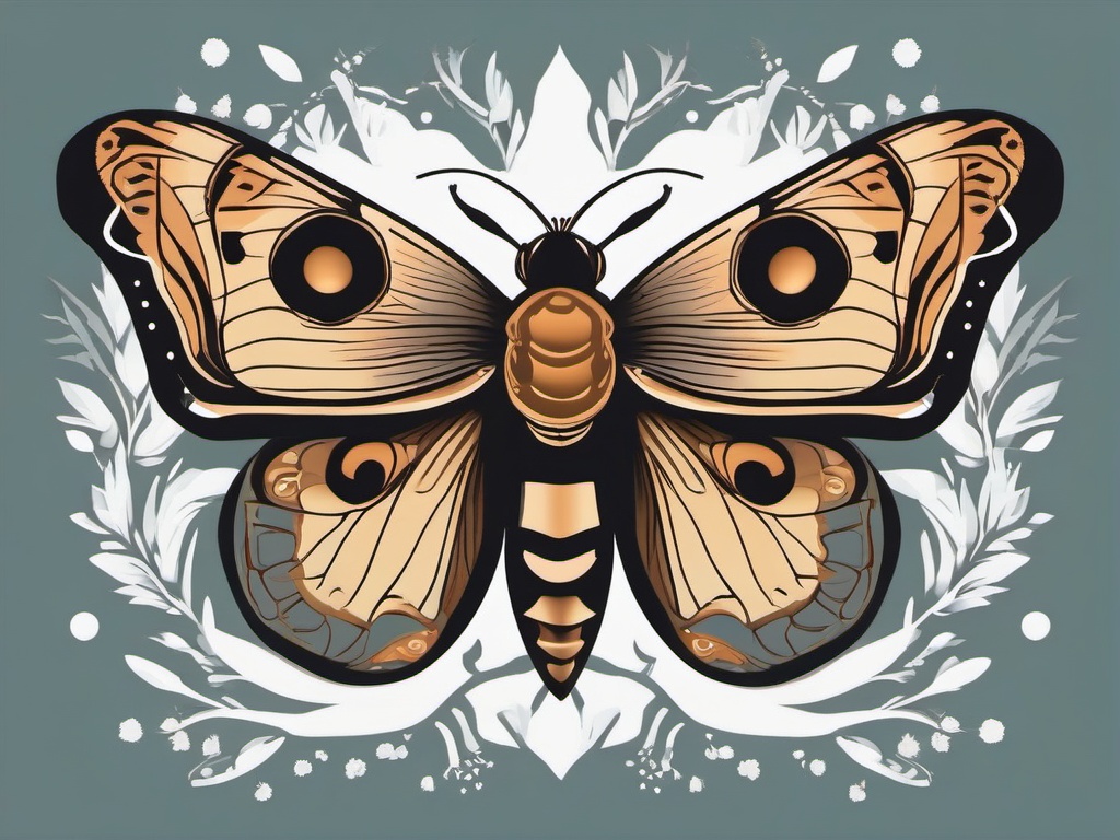 Nocturnal Moth Clip Art - Moth emerging in the darkness,  color vector clipart, minimal style