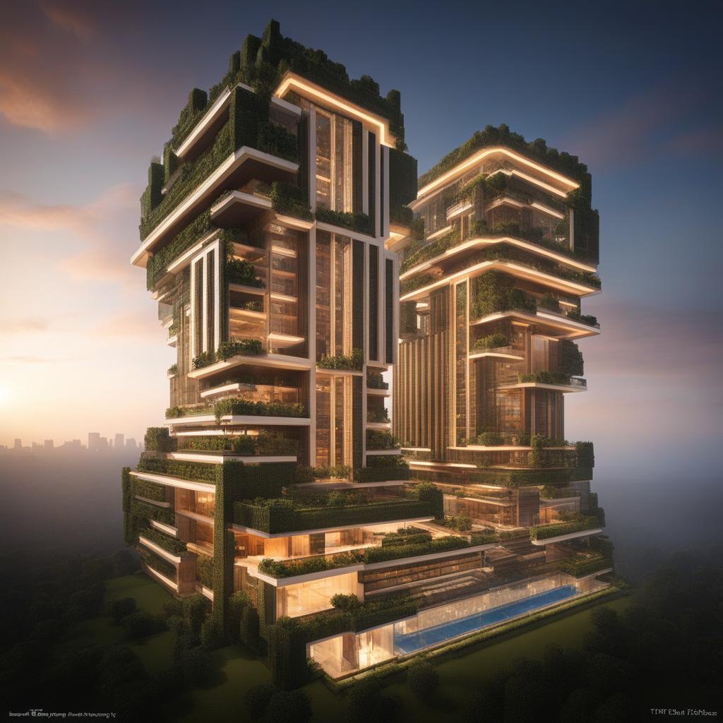 smart skyscraper with adaptive architecture and self-regulating systems - minecraft house design ideas minecraft block style