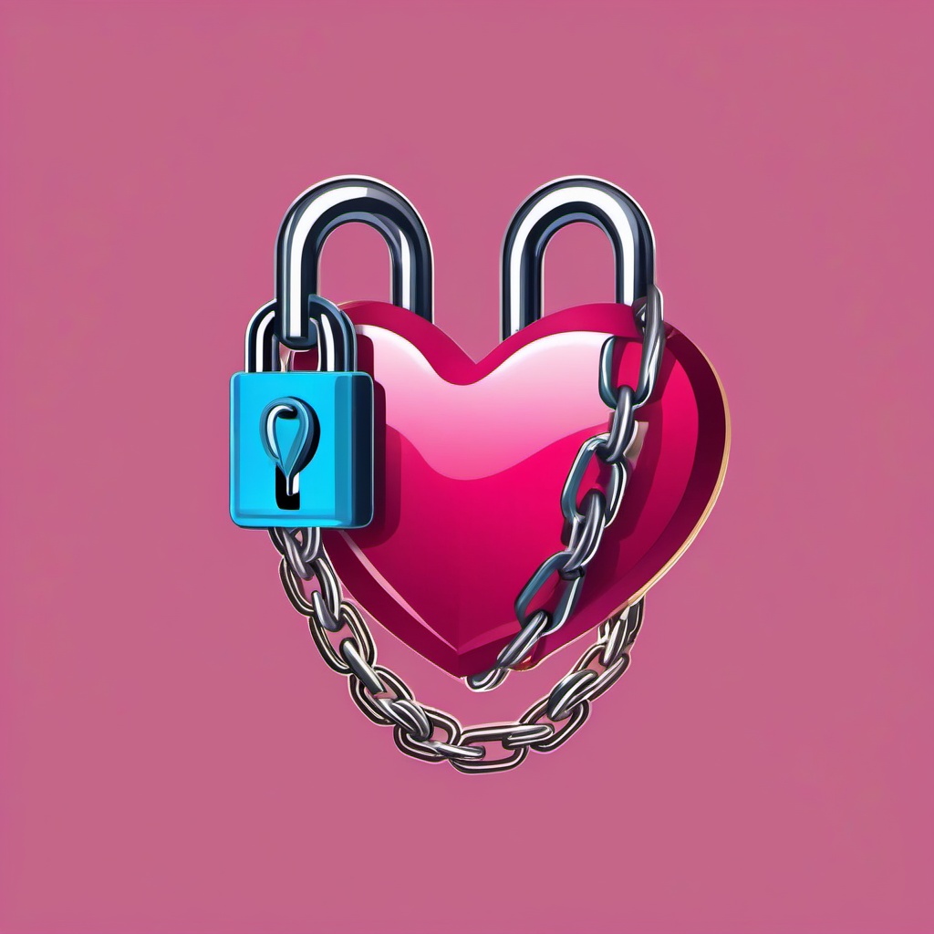 Heart Padlock and Chain Emoji Sticker - Securing love with an unbreakable bond, , sticker vector art, minimalist design