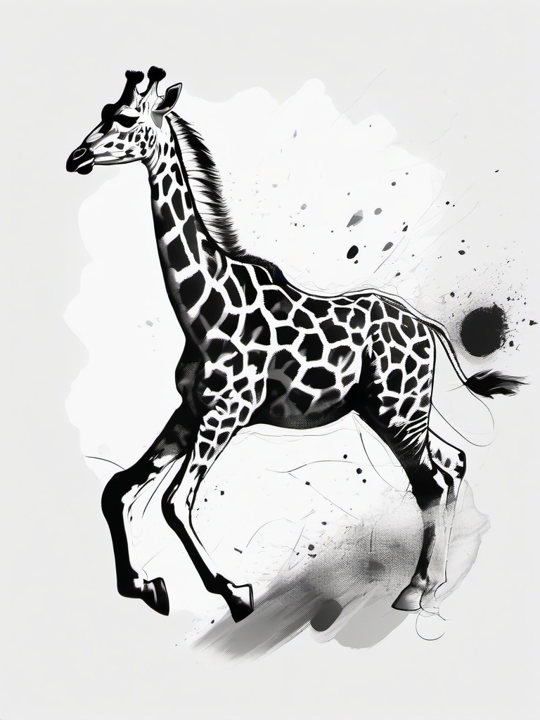 drawing of a giraffe running  minimal rough sketch scribbles,doodles,black and white