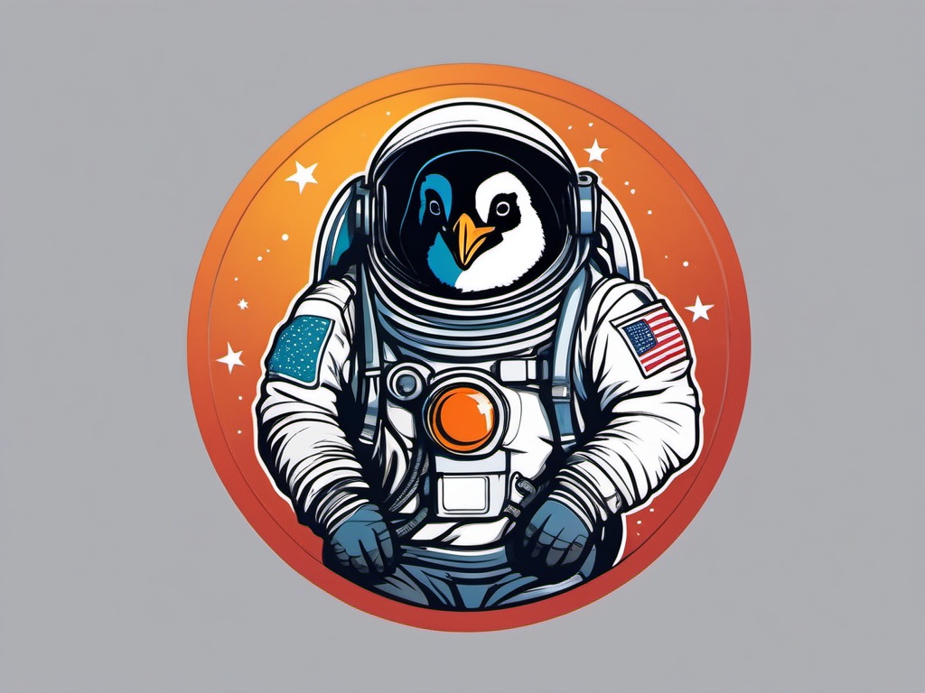 Penguin Astronaut Sticker - A penguin exploring space in an astronaut suit. ,vector color sticker art,minimal