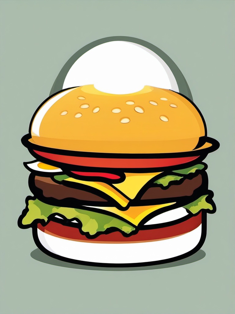 Hamburger clipart - hamburger with a sunny-side-up egg on top  color,minimalist,vector clipart