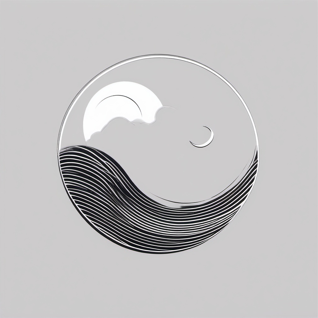 Minimalist Moon and Wave Tattoo - A minimalistic design featuring the moon and waves, creating a serene and simple aesthetic.  simple tattoo design