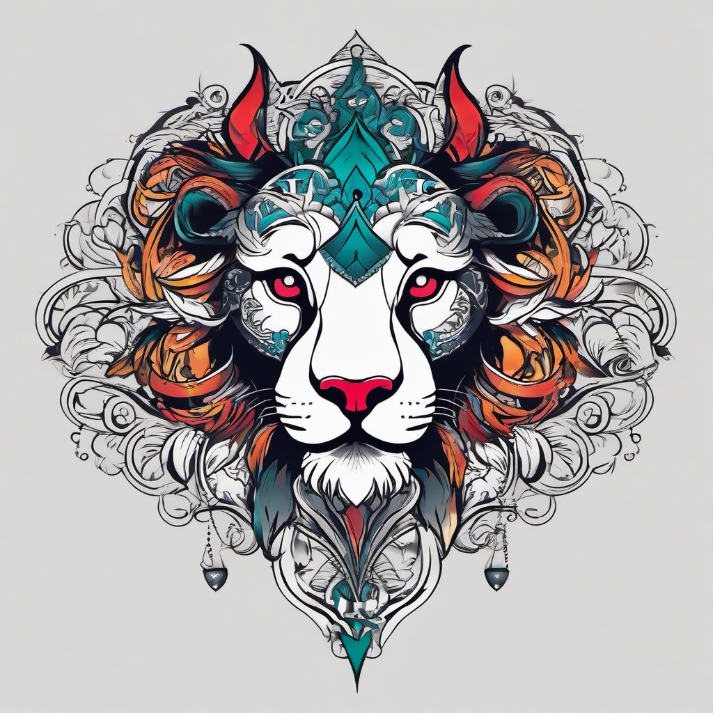 leo cancer tattoos combined  simple vector color tattoo