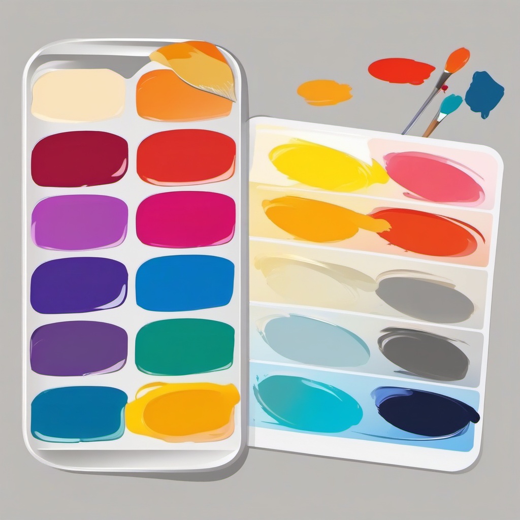 Paint Palette Clipart - An artist's paint palette adorned with a vivid spectrum of colors, an ode to boundless creativity.  color clipart, minimalist, vector art, 