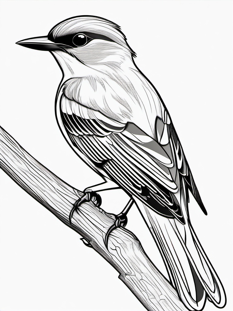 Kingbird Coloring Pages - Flycatcher with Bold Attitude  minimal black outline printable sheet, coloring page