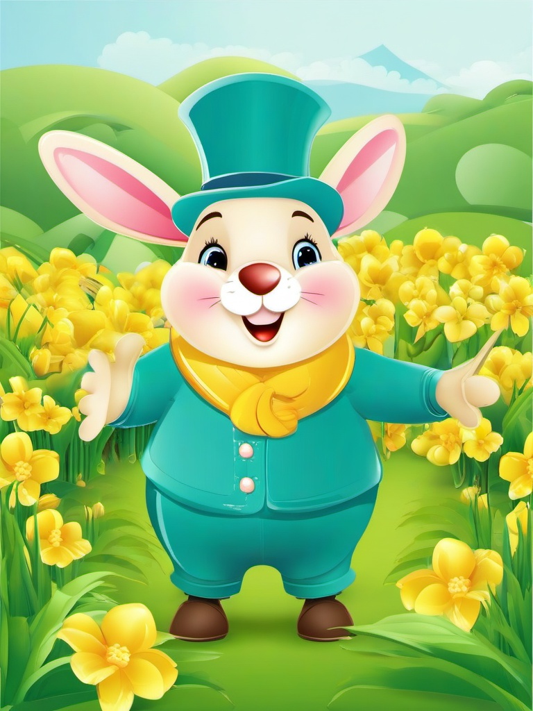 March clipart - cartoon character celebrating the arrival of spring  