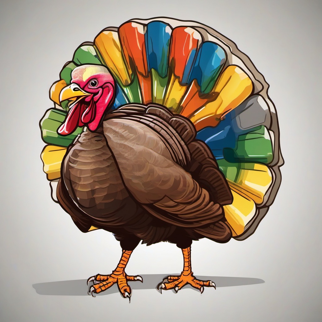 turkey with an lp record for its tail
  , vector illustration, clipart