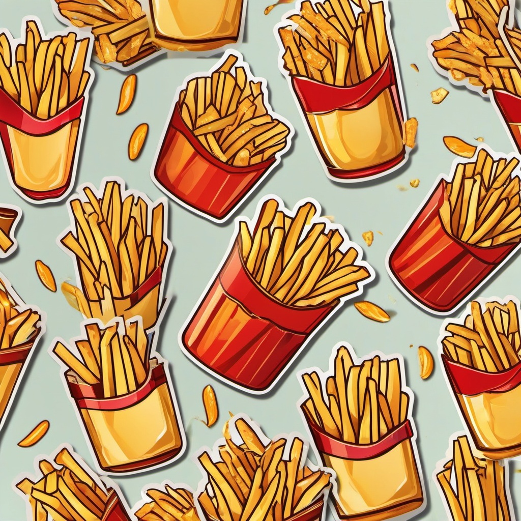 Fries Sticker - Crispy and golden, a side of fries to satisfy your savory cravings, , sticker vector art, minimalist design