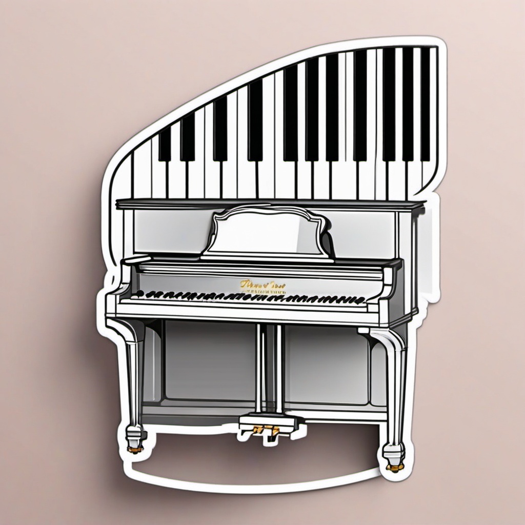 Piano Sticker - Elegant piano keys illustration, ,vector color sticker art,minimal