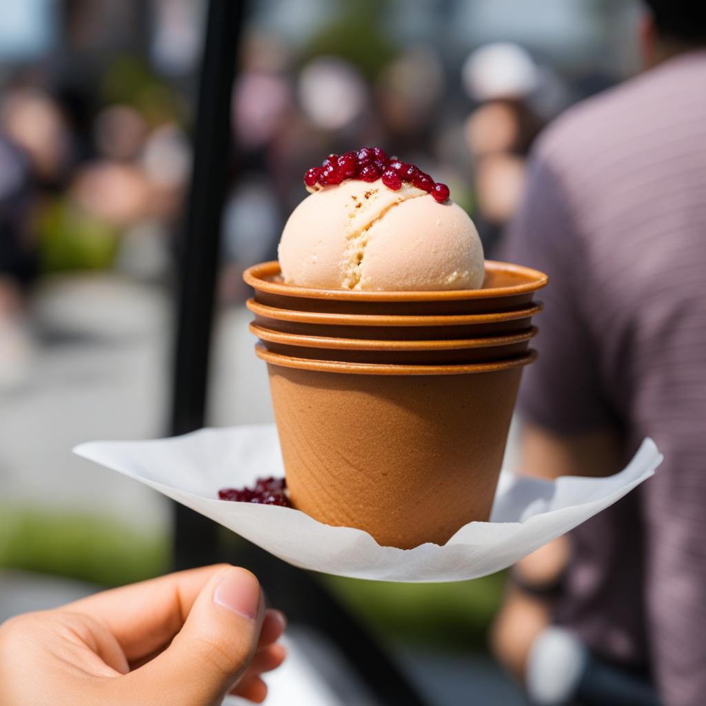 red bean dorayaki ice cream, a japanese fusion dessert, relished at a modern food truck festival. 