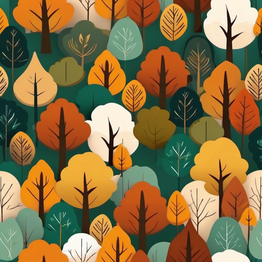 Autumn Forest clipart - Tranquil forest in fall colors, ,vector color clipart,minimal