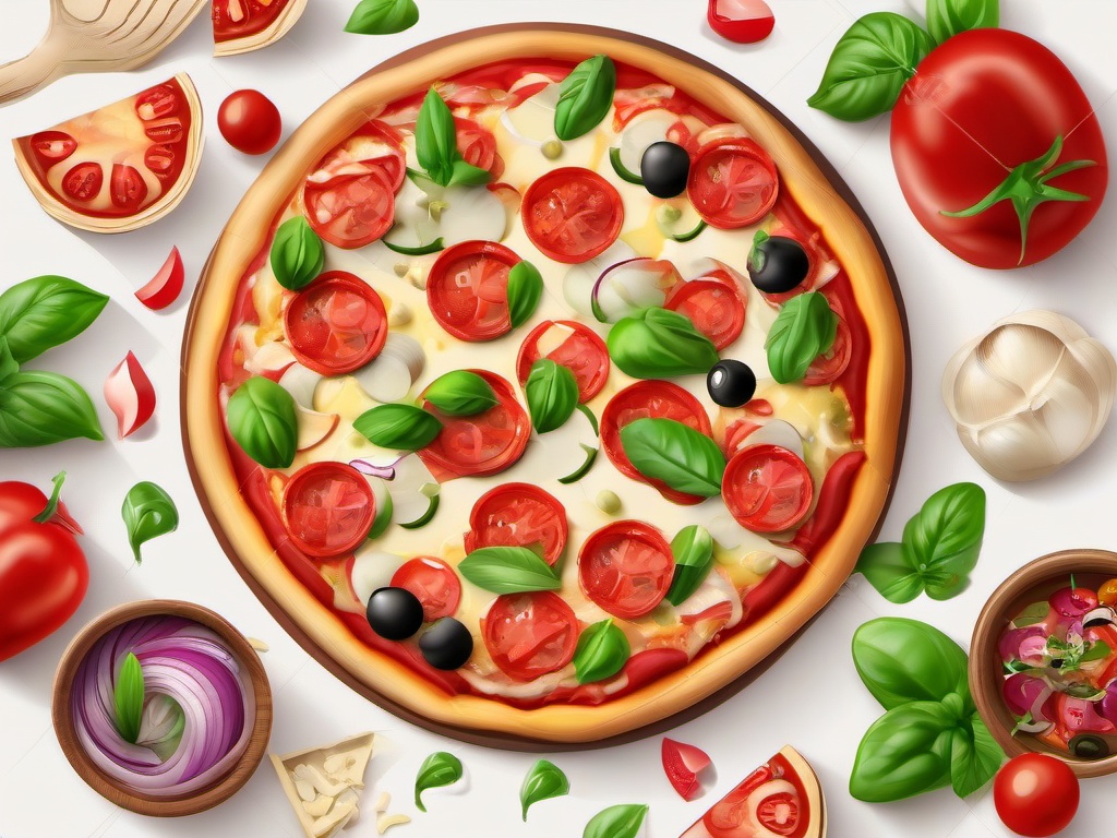 Pizza clipart - pizza with fresh ingredients on top  