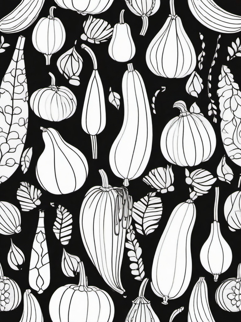 Gourd Decorating Coloring Pages - Creative Crafts with Fall Gourds  minimal black outline printable sheet, coloring page