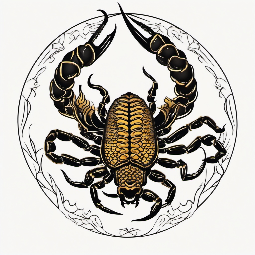 Scorpion Japanese Tattoo - Explore Japanese tattoo aesthetics with a scorpion design influenced by traditional Japanese art.  simple vector color tattoo,minimal,white background