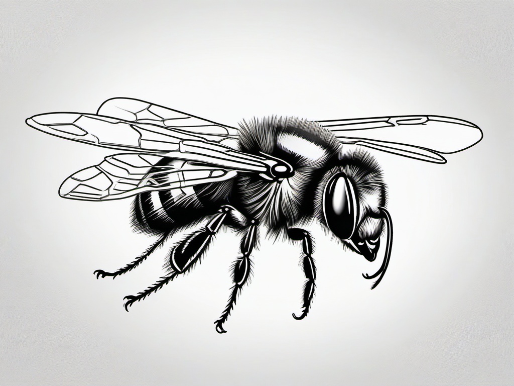 drawing of a honey bee in flight  minimal rough sketch scribbles,doodles,black and white