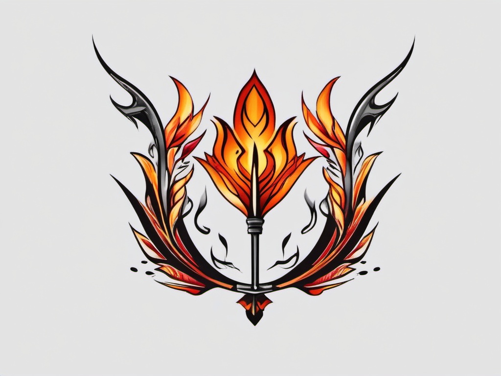 fire arrow tattoo  simple color tattoo,white background