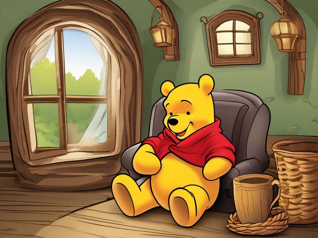 Winnie The Pooh clipart - Pooh in a cozy setting  vector clipart