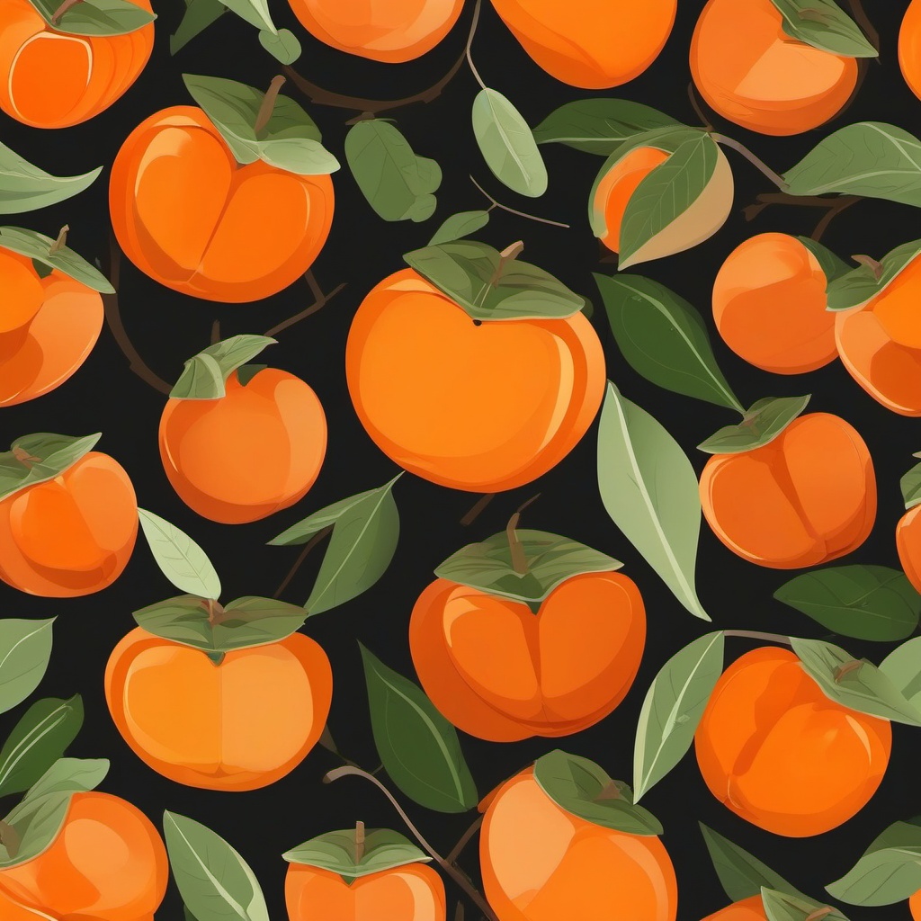 Persimmon Clipart - Orange persimmon with a smooth skin.  color vector clipart, minimal style