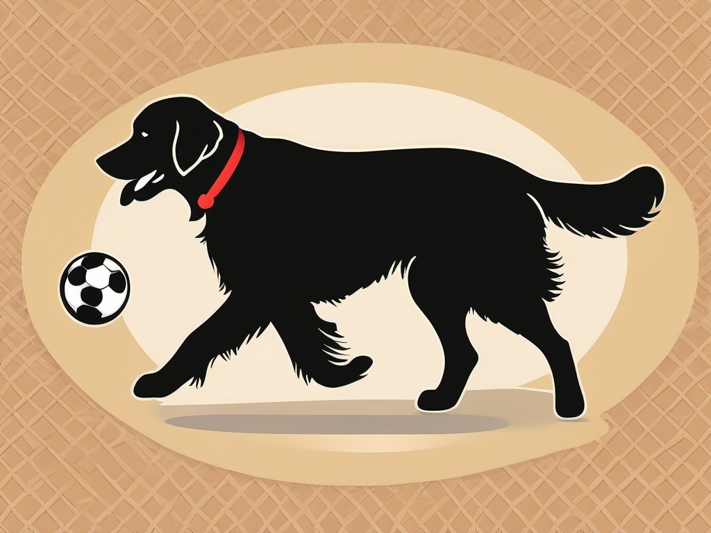 Golden retriever fetching a ball clipart  simple, 2d flat