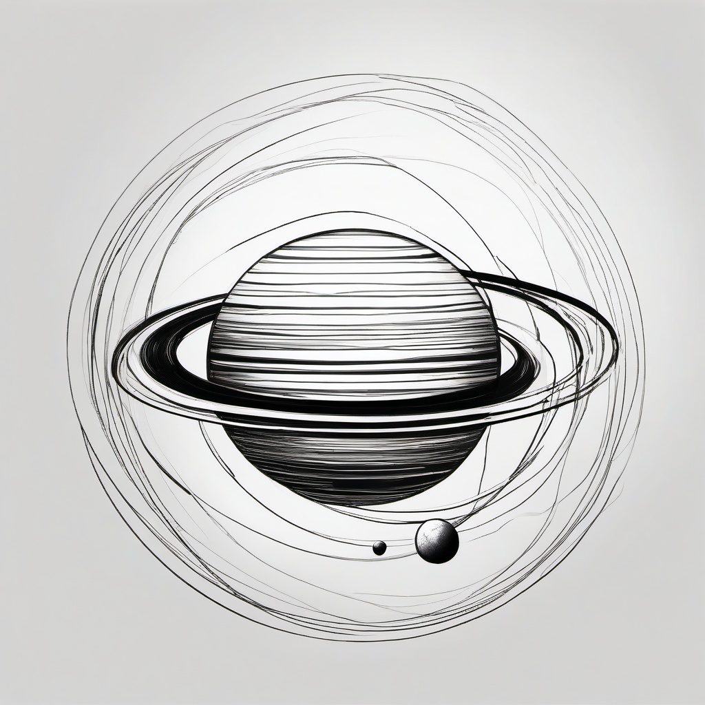 drawing of a planet with rings  minimal rough sketch scribbles,doodles,black and white